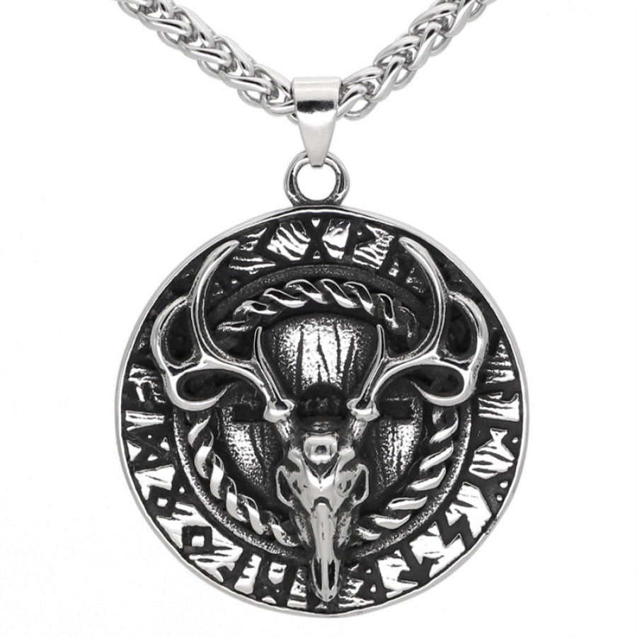 

Мужское винтажное ожерелье с подвеской в виде руны викингов в виде оленя