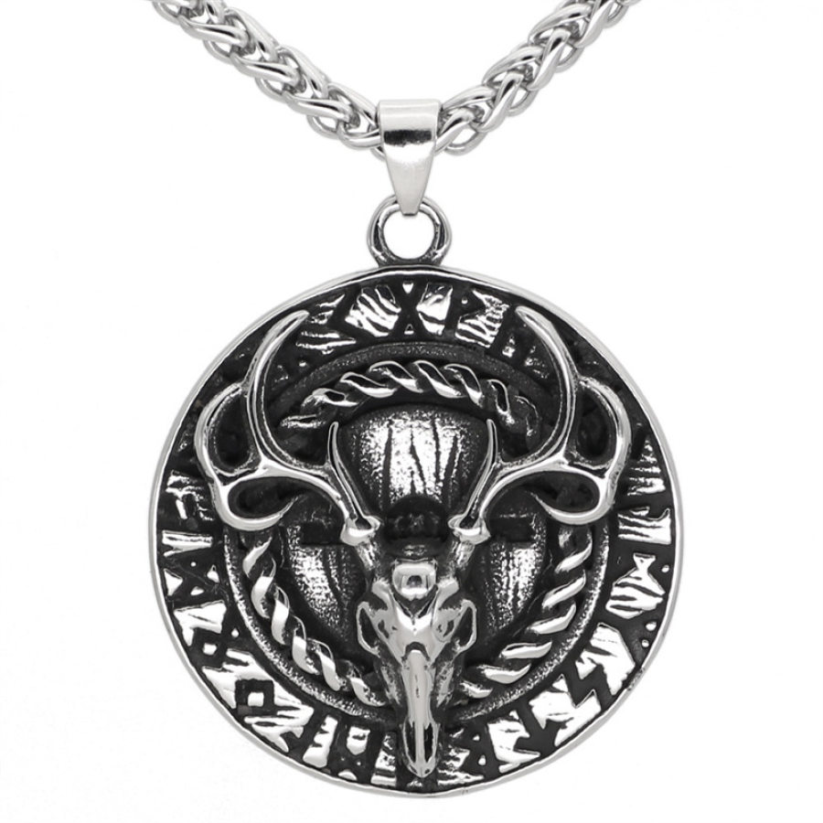 

Collier Pendentif Cerf Rune Viking Vintage Pour Hommes