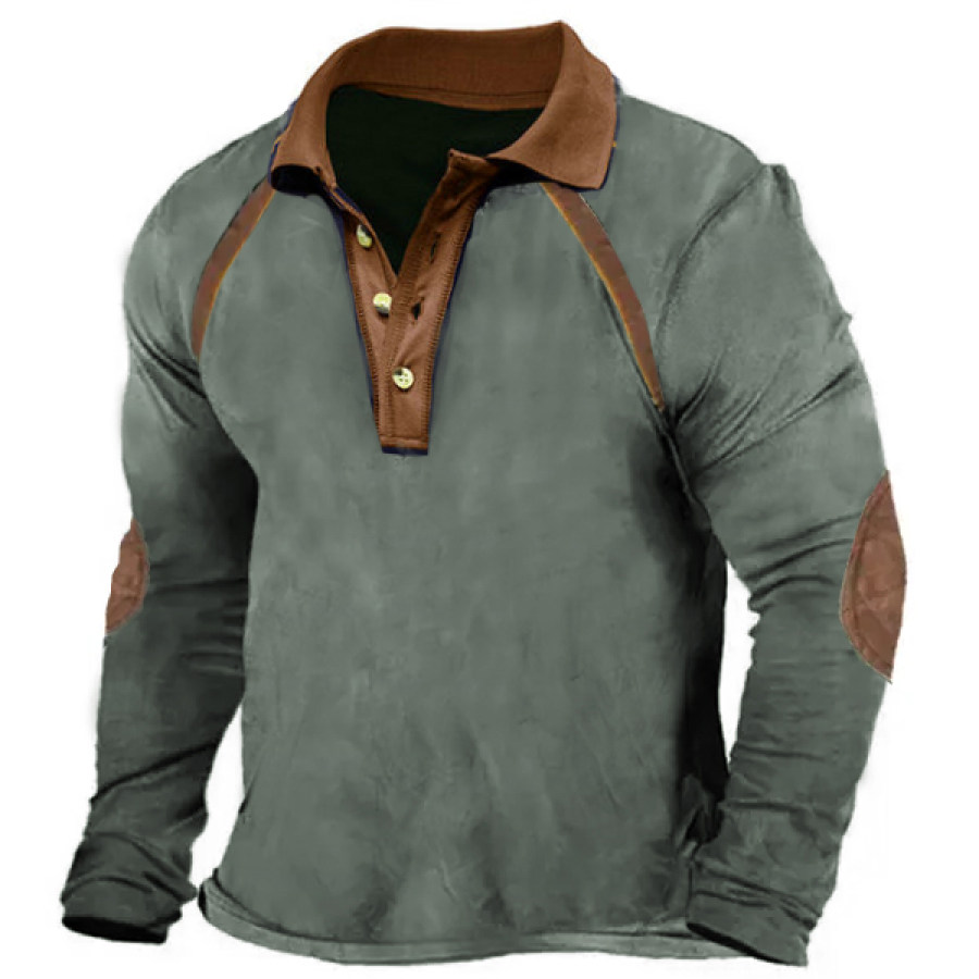 

Camiseta De Algodón Tipo Polo Vintage Para Hombre Camiseta Táctica De Manga Larga Diaria Informal Al Aire Libre