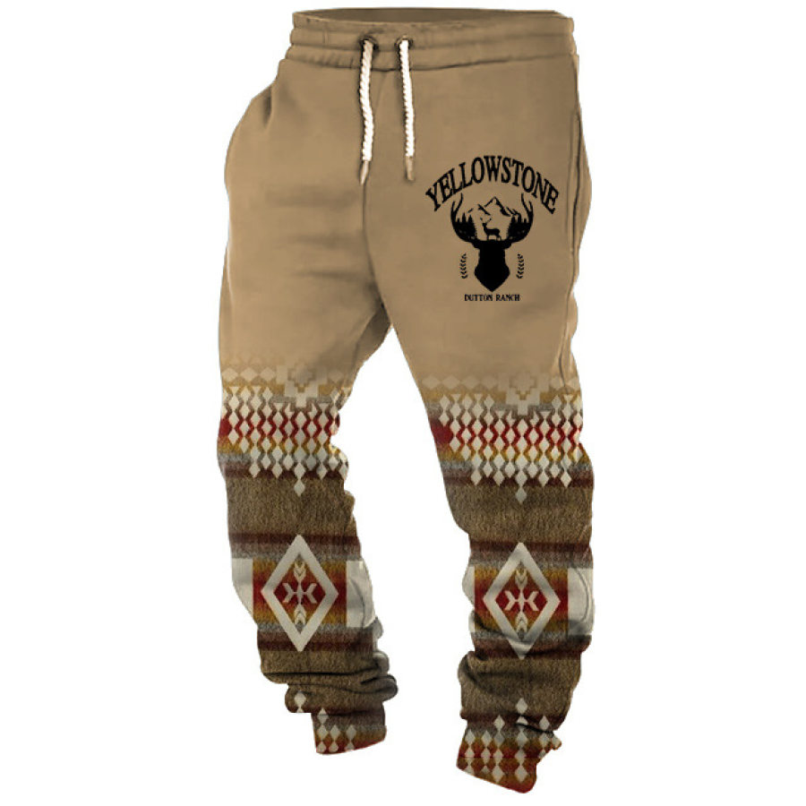 

Herren Jogginghose Yellowstone Button Ranch Aztec Print Lässige Vintage Sporthose