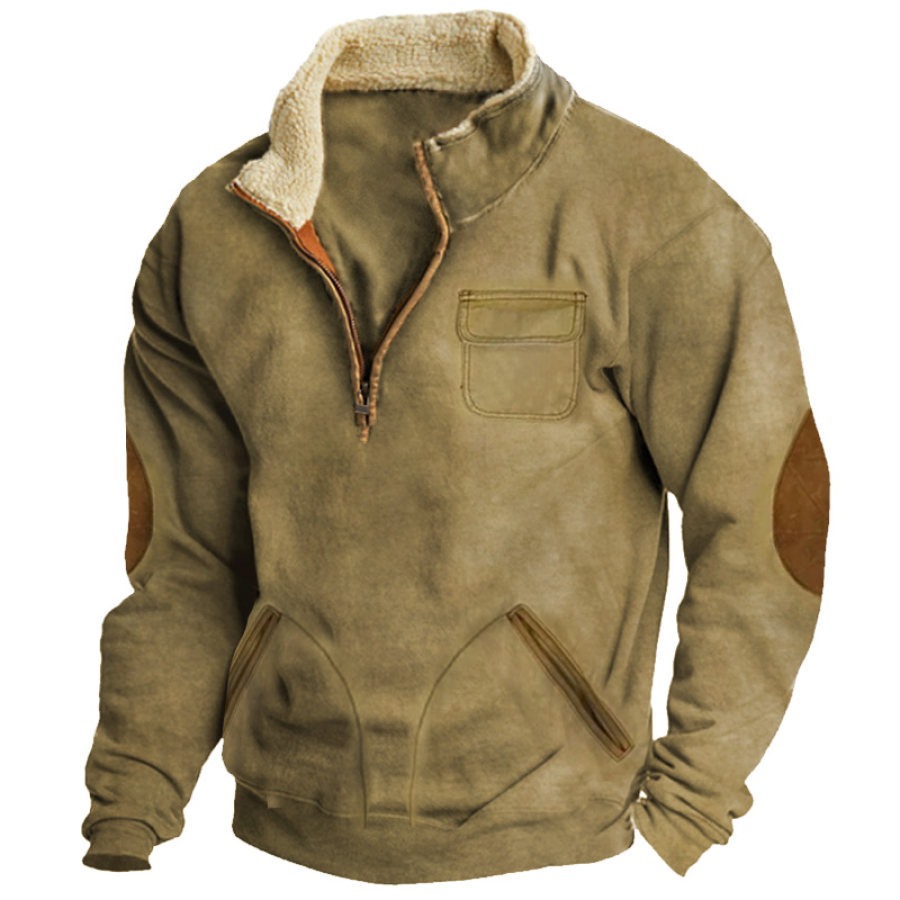 

Sweat-shirt Décontracté à Revers En Polaire Multi-poches Pour La Chasse En Plein Air Vintage Pour Hommes