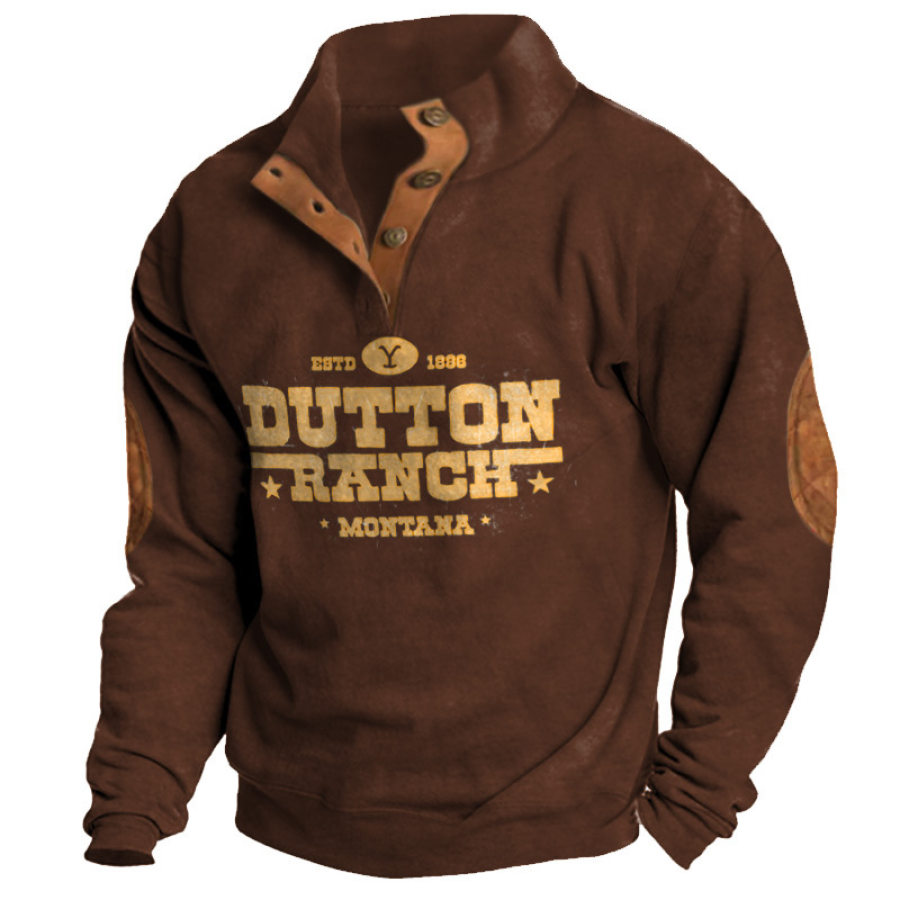 

Herren-Sweatshirt Mit Halboffenem Kragen Im Retro-Stil Im Yellowstone-Farbblock Für Den Außenbereich
