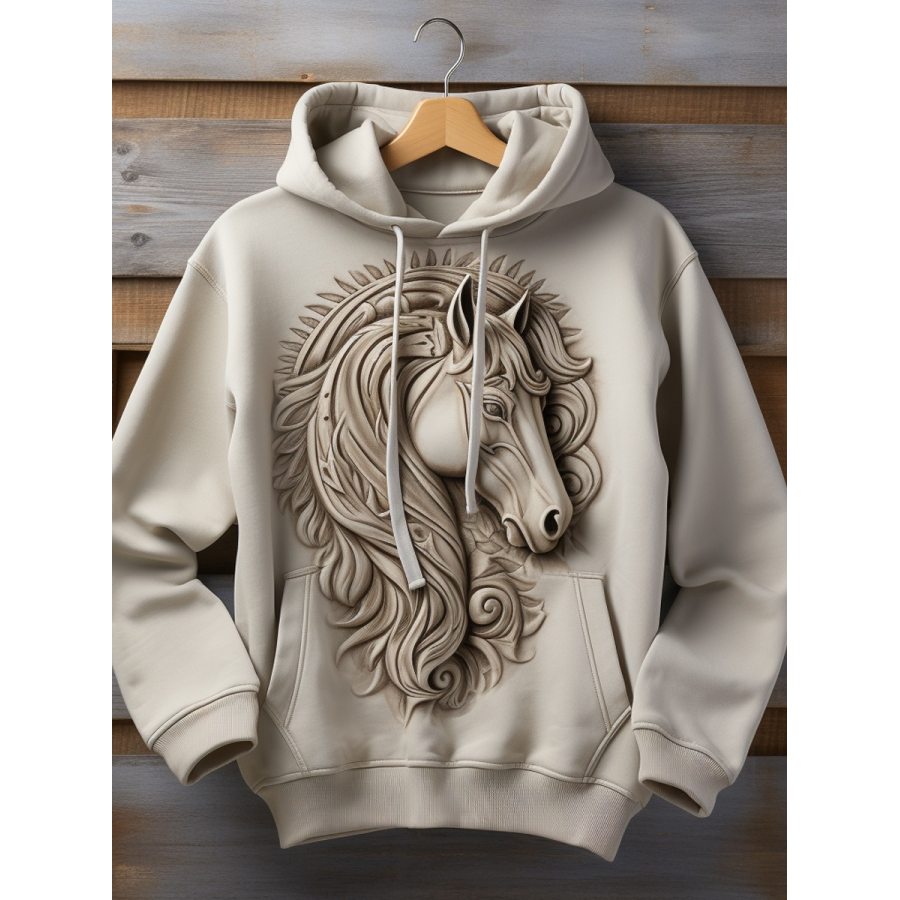 

Lässiger Kapuzenpullover Mit Vintage-Western-Pferdemuster Für Herren