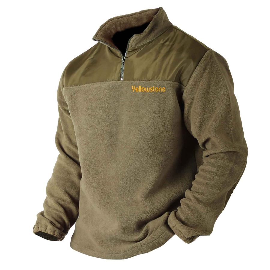 

Sweat Homme Vintage Polaire Yellowstone Broderie Quart Zip Col Montant Chaud Quotidien Hauts