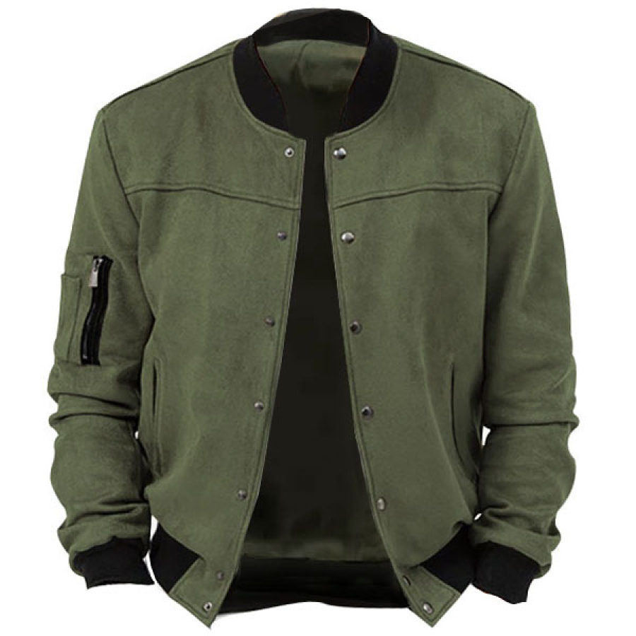 

Men's Suede Bomber Jacket Outdoor Zip Pocket Tactical Jacket