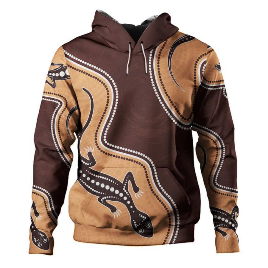

Men Australia Aboriginal Inspired Aboriginal Lizard Art Hoodie