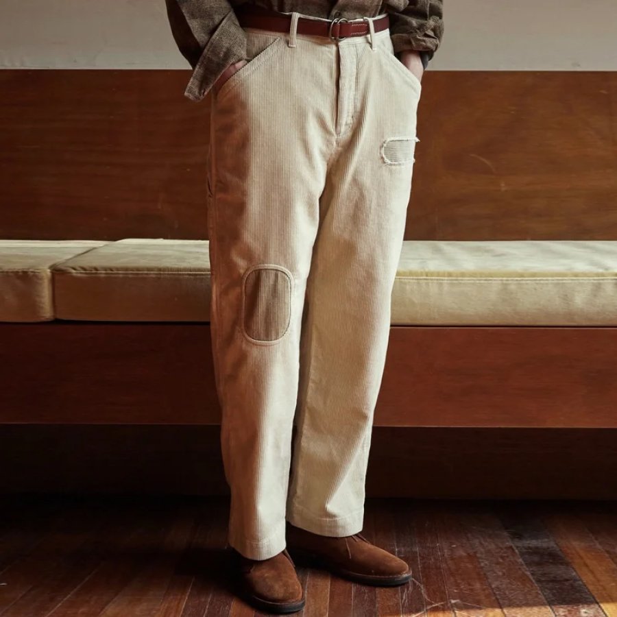 

Pantalon Décontracté à Poches Multifonctions En Velours Côtelé Pour Hommes