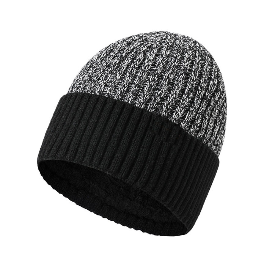 

Men's Double Layer Woolen Hat Plus Fleece Warm Knitted Hat