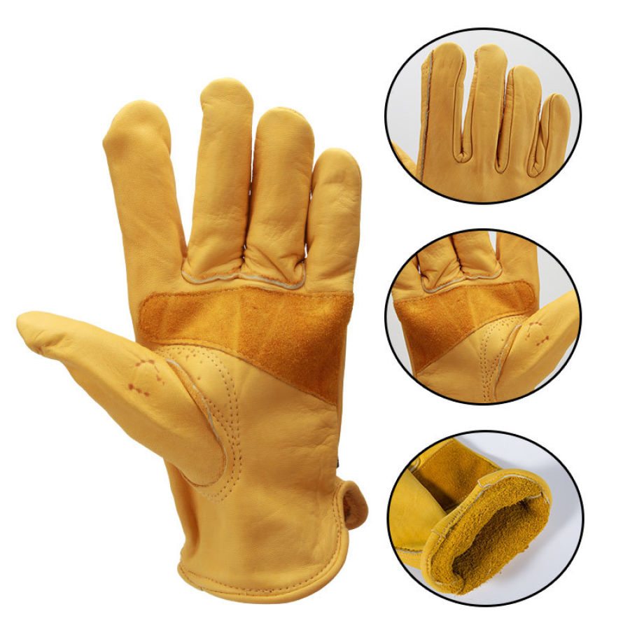 

Men's Yellowstone Contrast Work Gloves Cowhide Wear-resistant Non-slip Motorcycle Gloves