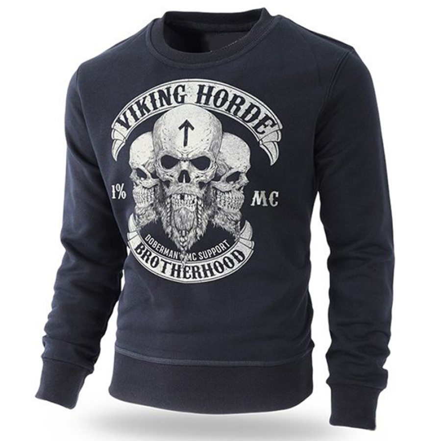 

Herren-Sweatshirt Mit Vintage-Wikinger-Horde-Schädel-Print