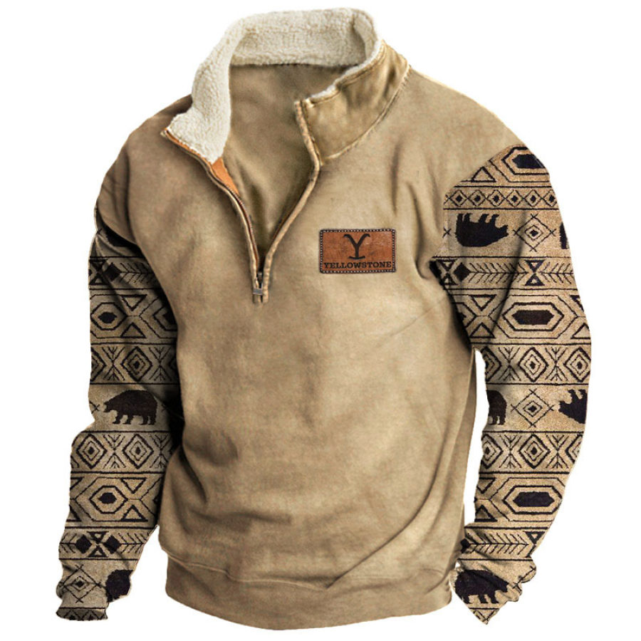 

Sudadera Para Hombre VintageYellowstone Plush Quarter Zip Tops Diarios