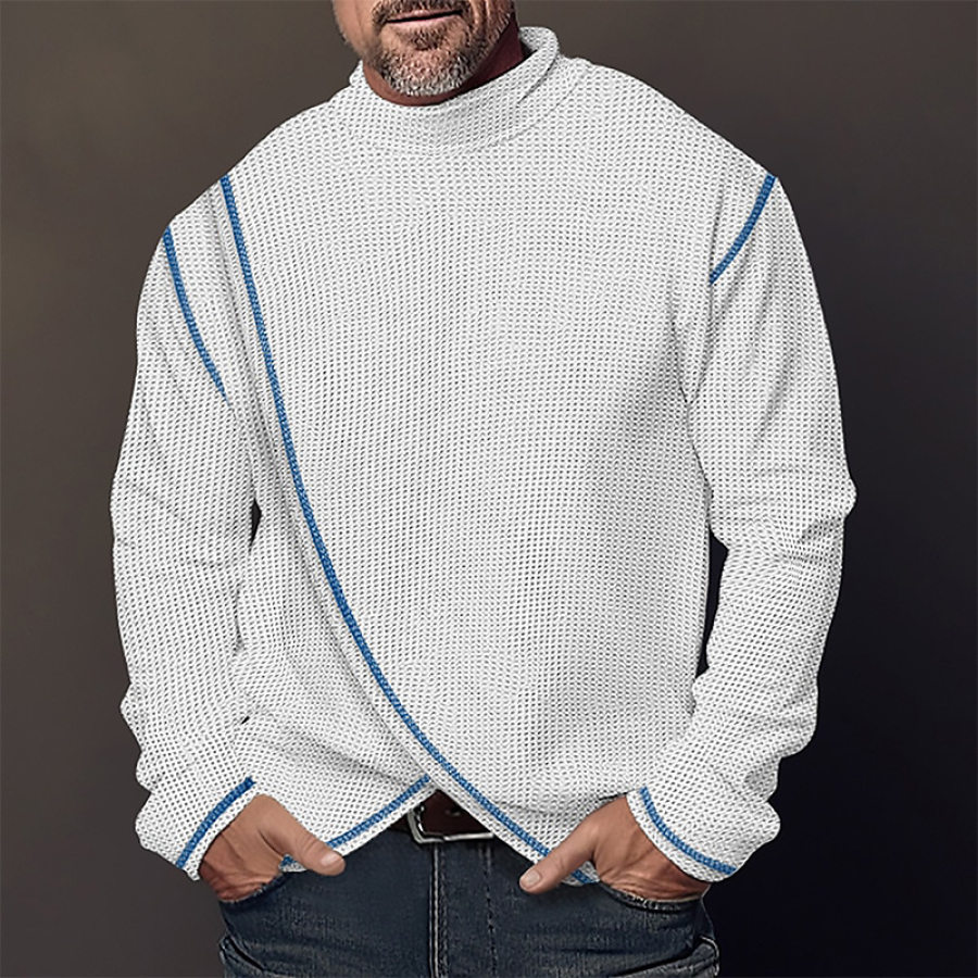 

Camiseta De Manga Larga Con Cuello Alto Para Hombre Camisa Con Parte Inferior Tipo Gofre Y Hombros Descubiertos