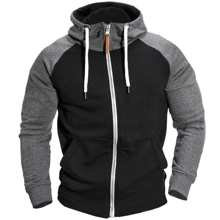 

Herren-Sweatshirt-Sweatshirt-Cardigan-Jacke Mit Farbblockierung Und Reißverschluss Für Outdoor-Sportarten