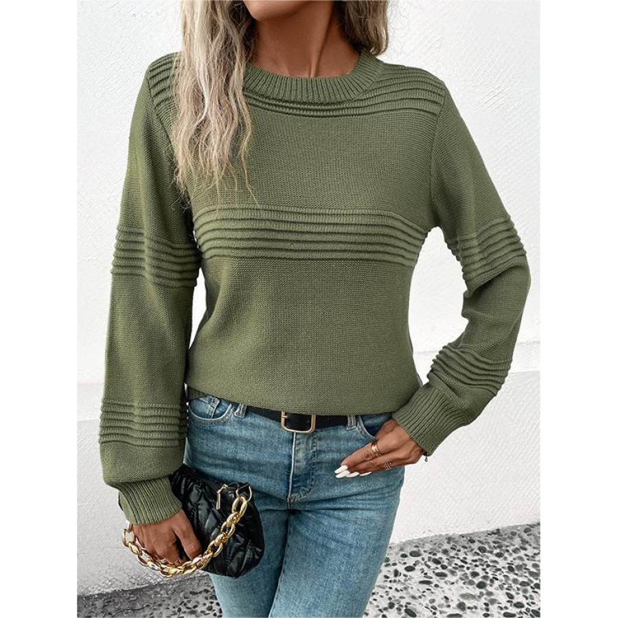 

Pull Tricoté à Col Ras Du Cou Plissé Pour Femme