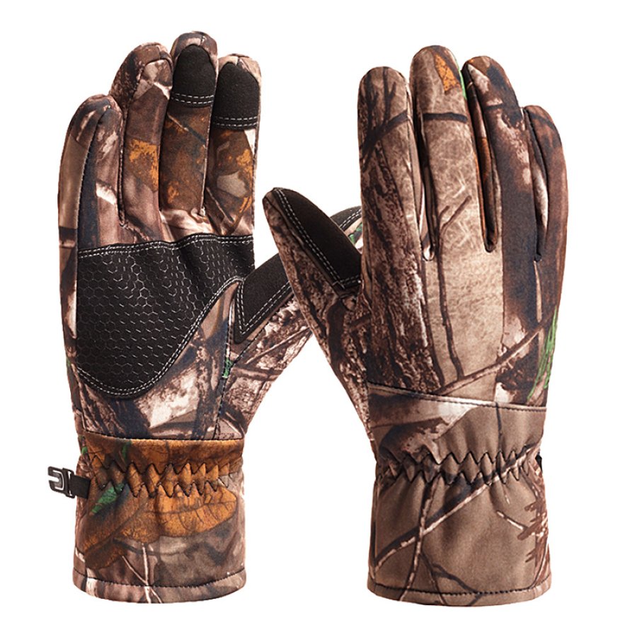 

Jagd-Camouflage-Handschuhe Winddicht Plus Samt-Touchscreen Warmes Fleece Für Den Außenbereich Wandern Realtree Edge