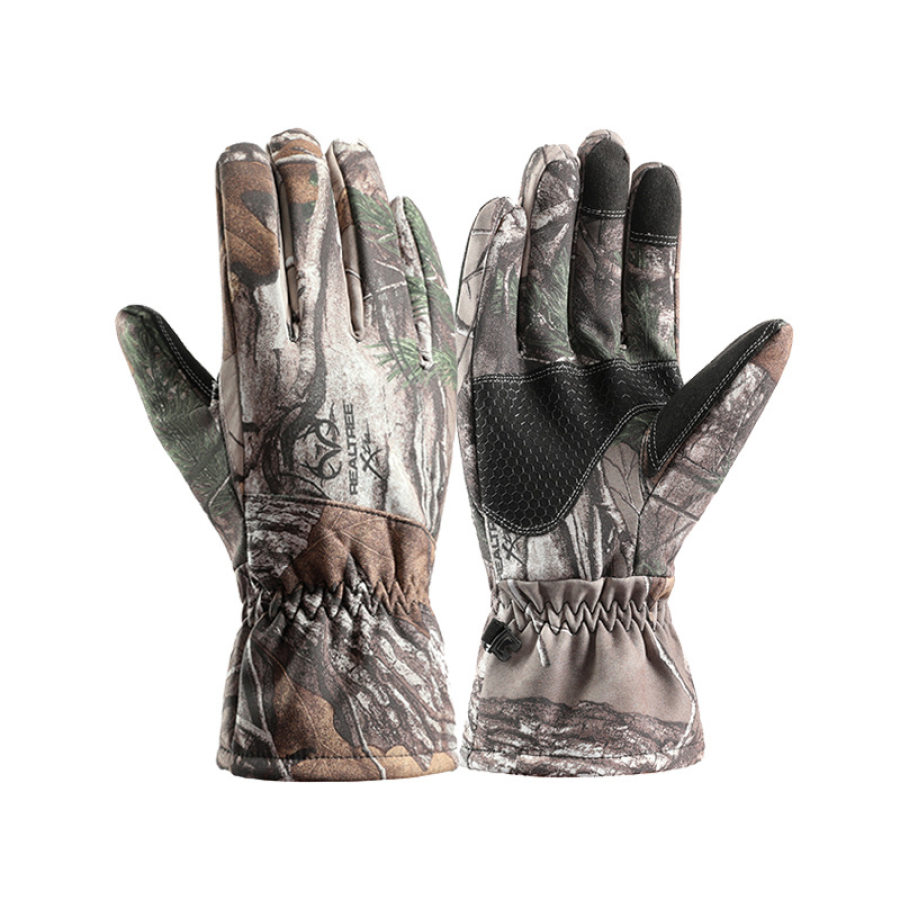 

Hunting Camo Windproof Gloves Plus Velvet Touch Screen Outdoor Warm Fleece Hiking Realtree Edge