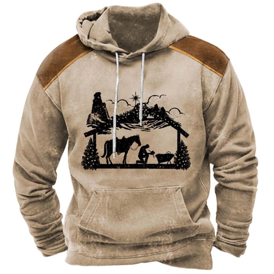 

Sudadera Con Capucha Para Hombre Western Praying Cowboy Vintage Pocket Manga Larga Tops Diarios