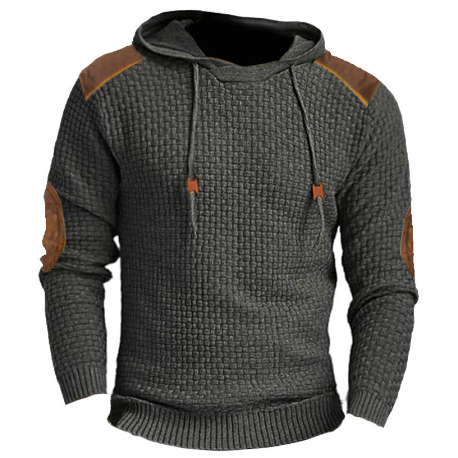 

Sweat-shirt à Capuche Rétro à Manches Longues Pour Hommes Pull Gaufré Décontracté