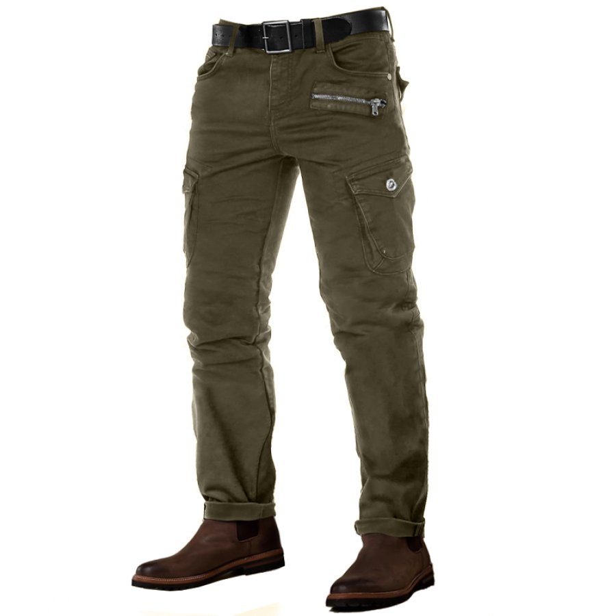 

Pantalon Décontracté D'affaires En Plein Air Avec Poche Rétro Pour Hommes