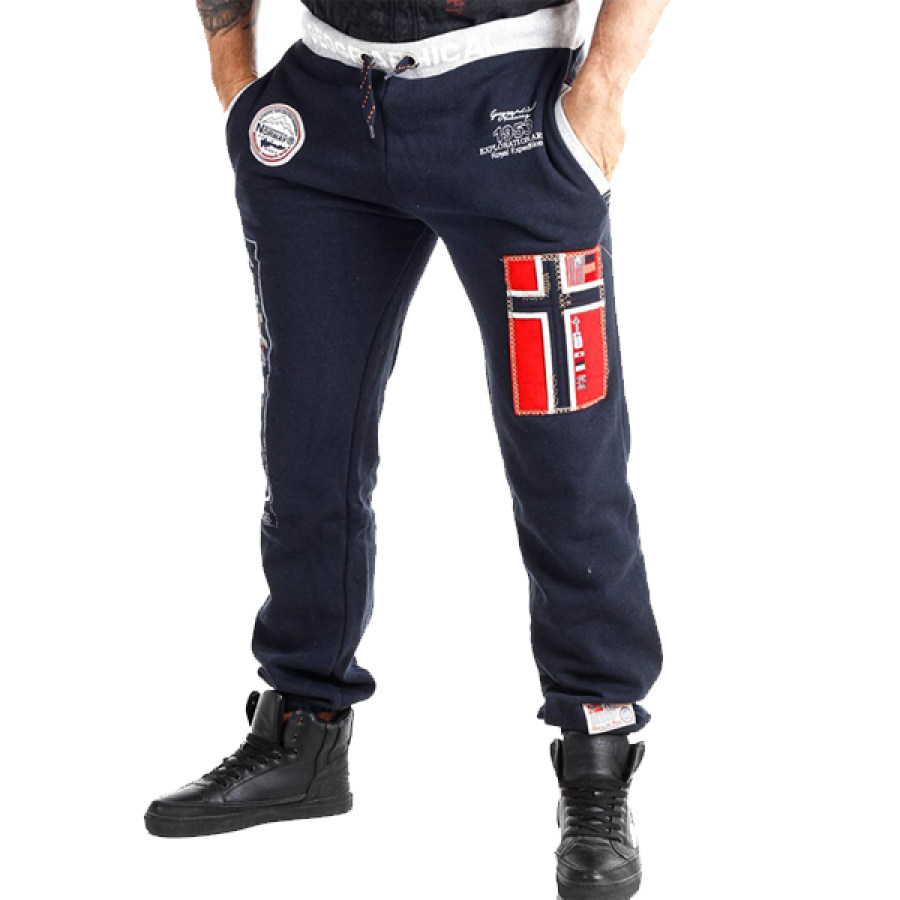 

Мужские спортивные брюки с эластичной резинкой на талии GEOНорвегия с принтом на открытом воздухе