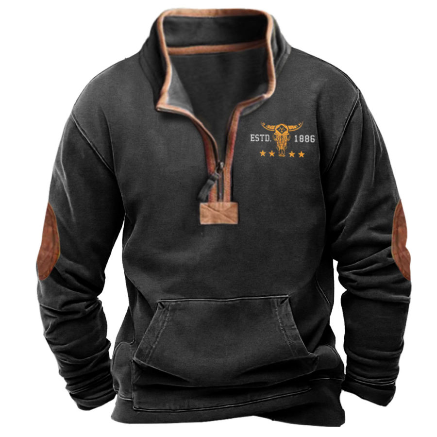 

Sudadera Vintage Con Cremallera De 1/4 De Yellowstone Para Hombre Con Bolsillo Diario Informal Para Vacaciones De Manga Larga