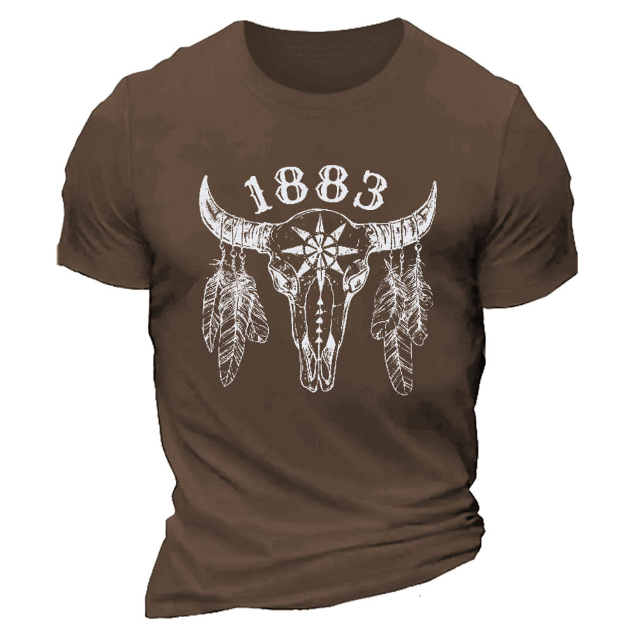 

Herren T-Shirt 1883 Yellowstone Kurzarm Vintage Sommer Alltagsoberteile