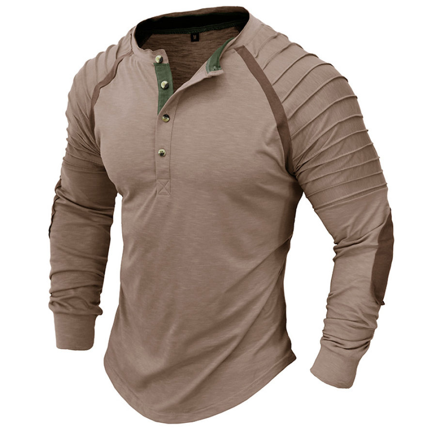 

Camiseta Henley De Manga Larga Para Hombre Camiseta Informal Con Cuello Levantado Para Exteriores Top Deportivo