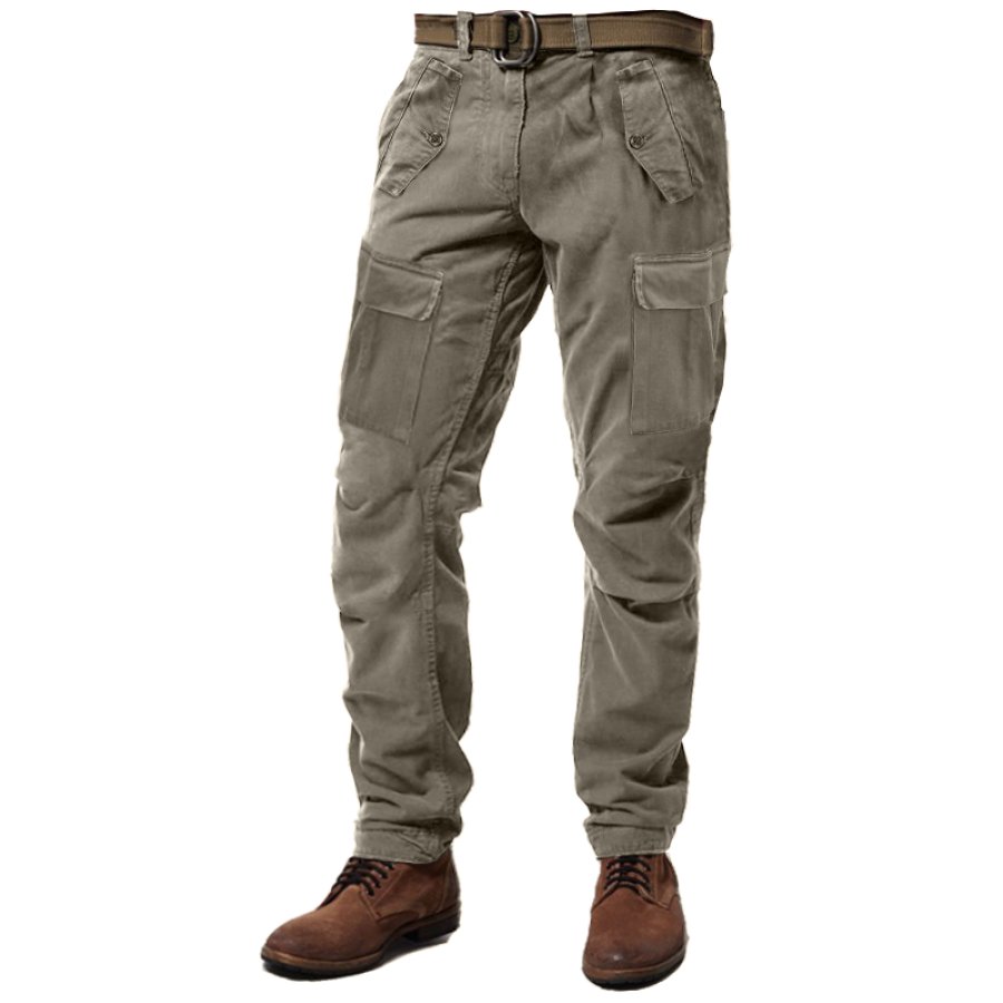 

Pantalon Cargo Rétro Multi-poches Décontracté Pour Hommes