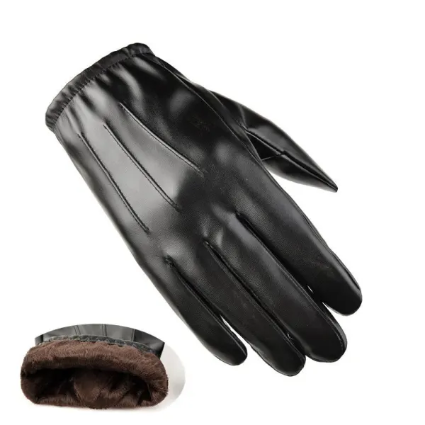 Men's Winter Warm Velvet Touch Screen Leather Gloves - Fineyoyo.com 