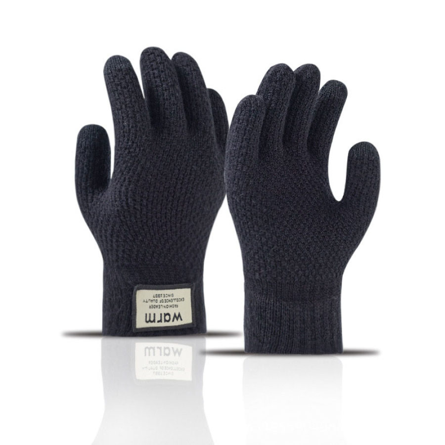 

Мужские зимние перчатки с сенсорным экраном и флисовыми теплыми вязаными шерстяными перчатками