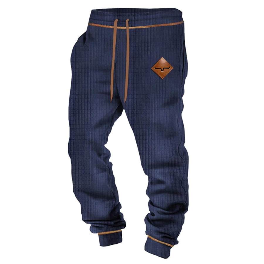 

Pantalon De Survêtement Décontracté à Carreaux Jacquard Aztèque Pour Homme Style Cowboy Vintage Couleur Contrastée
