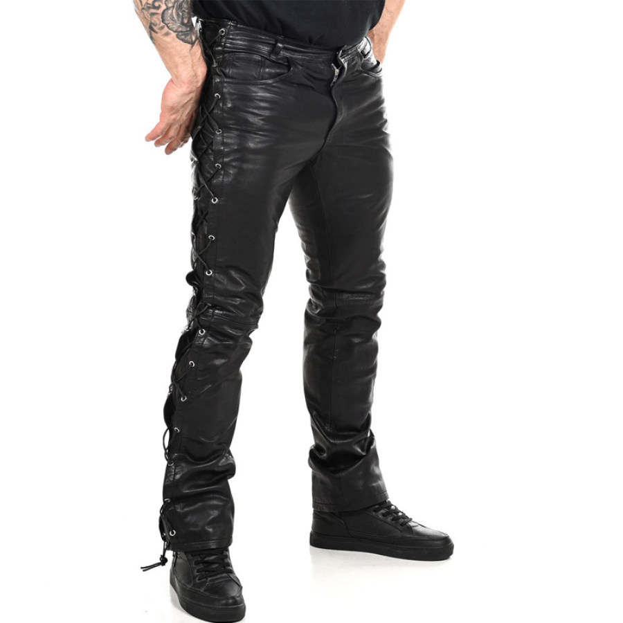 

Pantalon En Cuir Sexy Avec Cordon De Serrage Pour Hommes