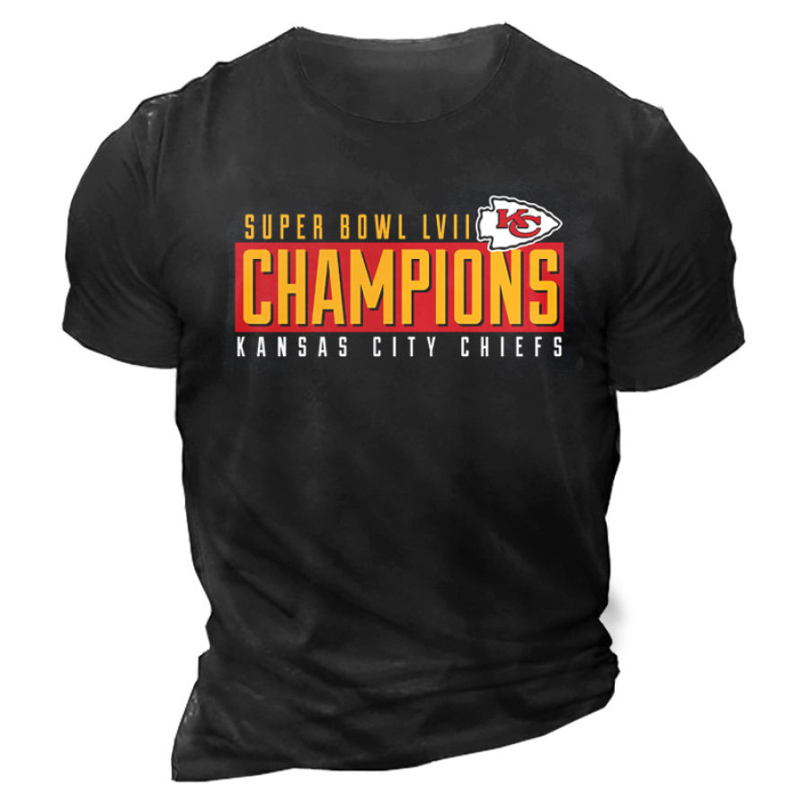 

T-shirt Décontracté à Manches Courtes Pour Hommes Des Chiefs De Kansas City Champion Du Super Bowl Au Quotidien