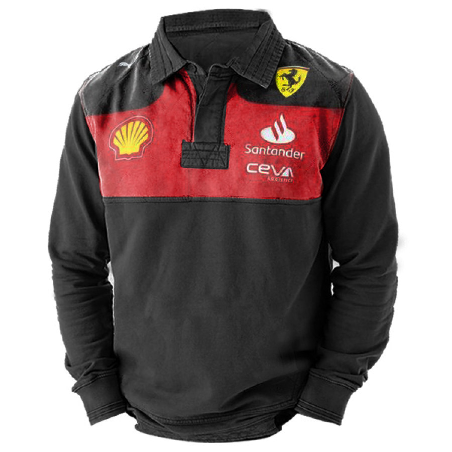 

Herren-Sweatshirt Mit Racing-Print Lässiges Outdoor-Poloshirt