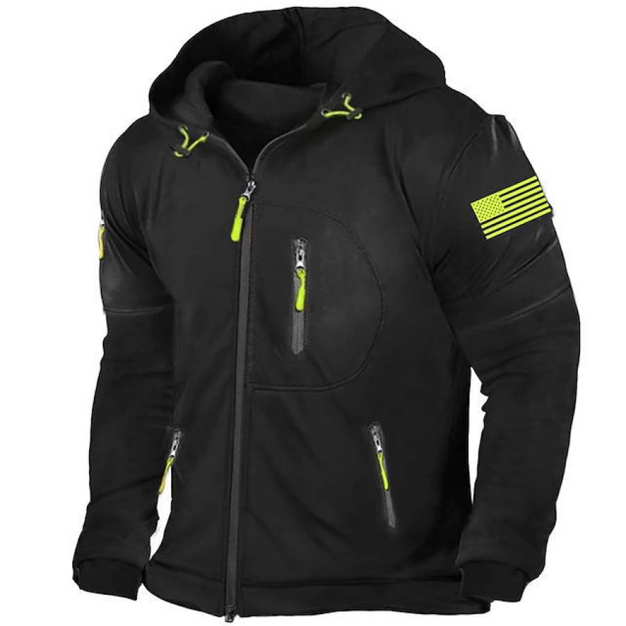 

Veste à Capuche Avec Fermeture éclair Complète Pour Hommes Veste De Survêtement à Capuche Drapeau Américain Fermeture éclair Imprimé Sports Et Plein Air Sport Décontracté Streetwear