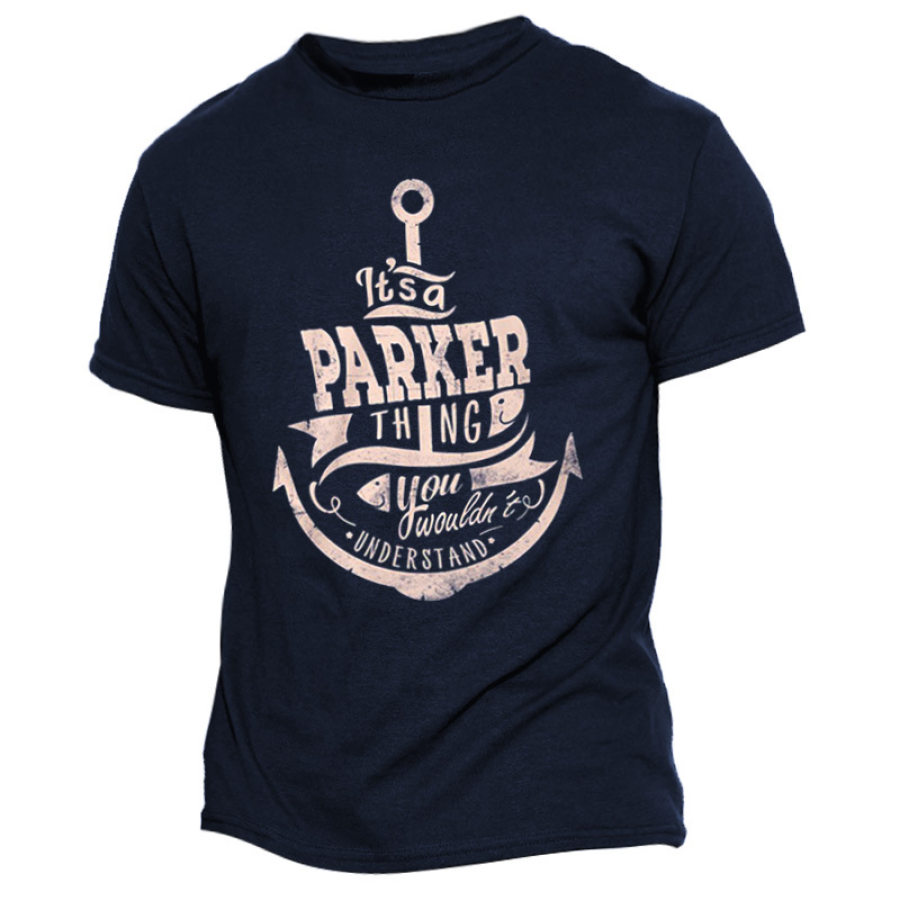 

T-shirt Décontracté à Manches Courtes Pour Hommes Amusant Parker Imprimé Ancre Nautique Pour Tous Les Jours