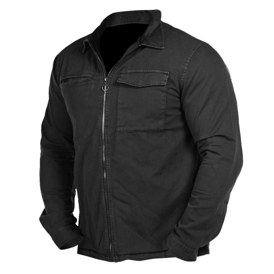 

Veste Vintage Pour Hommes Manteau à Revers Avec Poche D'extérieur
