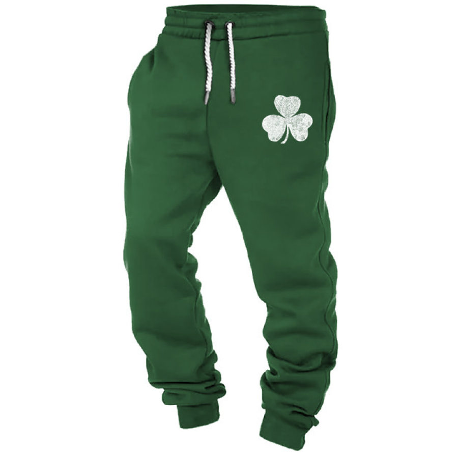 

Pantalon De Survêtement Pour Hommes Imprimé Shamrock De La Saint-Patrick Festival Vacances Pantalon De Sport Vintage Décontracté