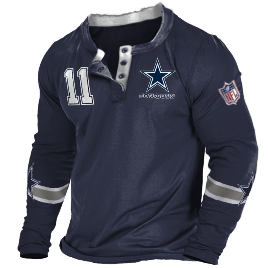 

Мужская футболка Dallas Cowboys с принтом повседневная футболка НФЛ для Супербоула Henley
