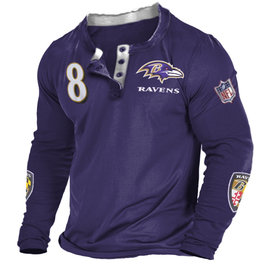 

Men's Baltimore Ravens Jersey Print NFL Super Bowl Everyday Henley