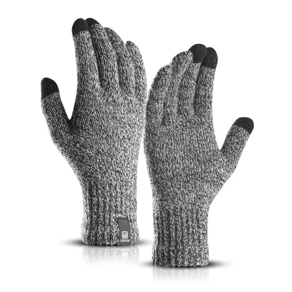Men's Winter Gloves Knitted Work Outdoor Stylish Non-slip Solid Colored Black Gray - Dozenlive.com 