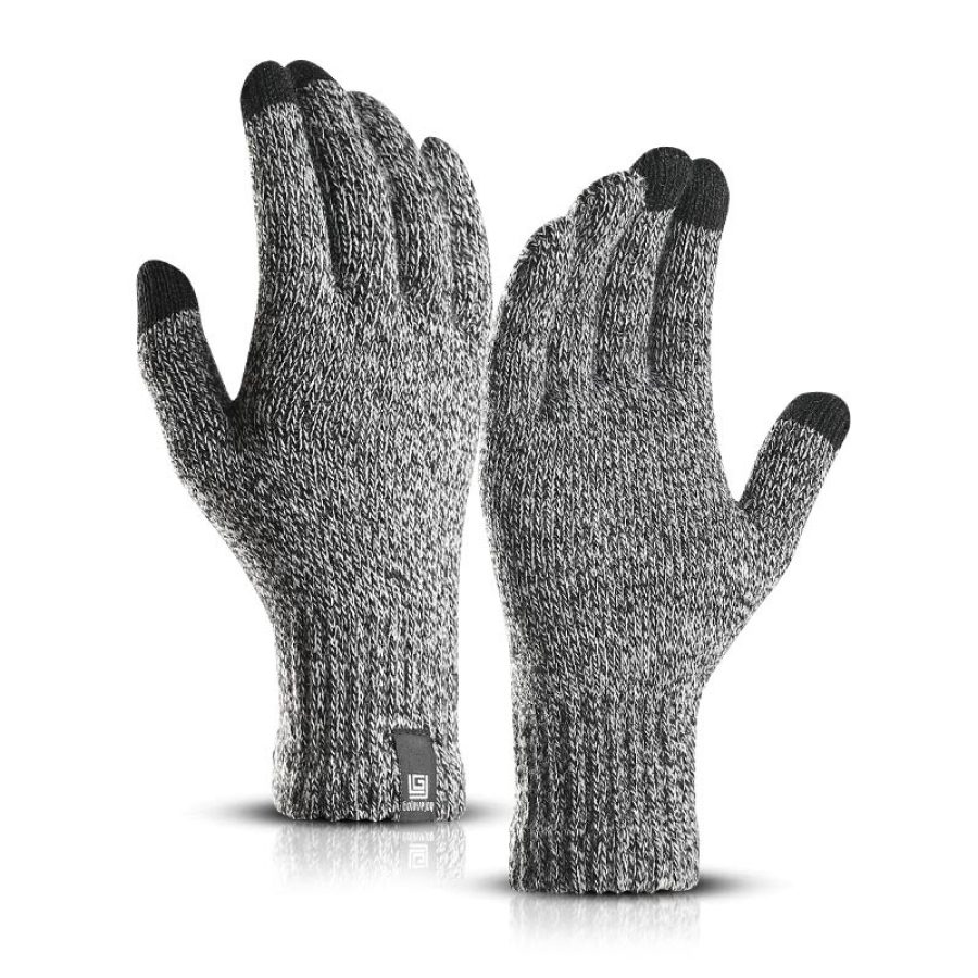 

Hombre Guantes De Invierno De Punto Trabajo Al Aire Libre Elegante Antideslizante Un Color Negro Gris