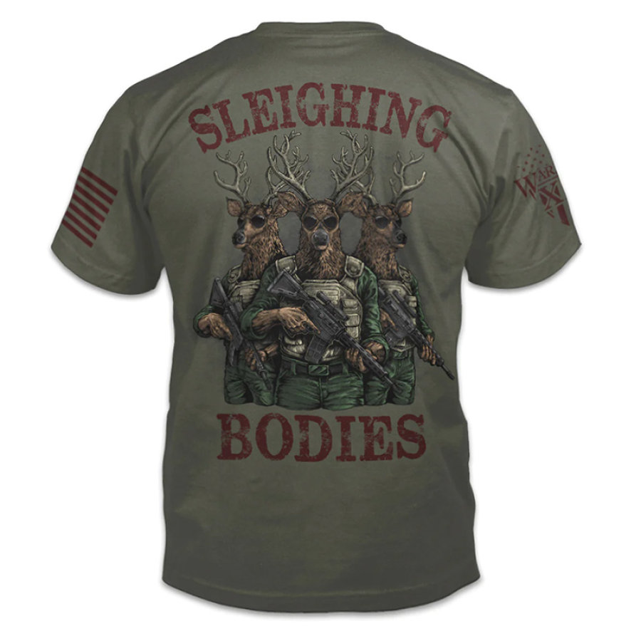 

Men's Retro SLEIGHING BODIES Elk Print Daily Casual Short Sleeve T-Shirt