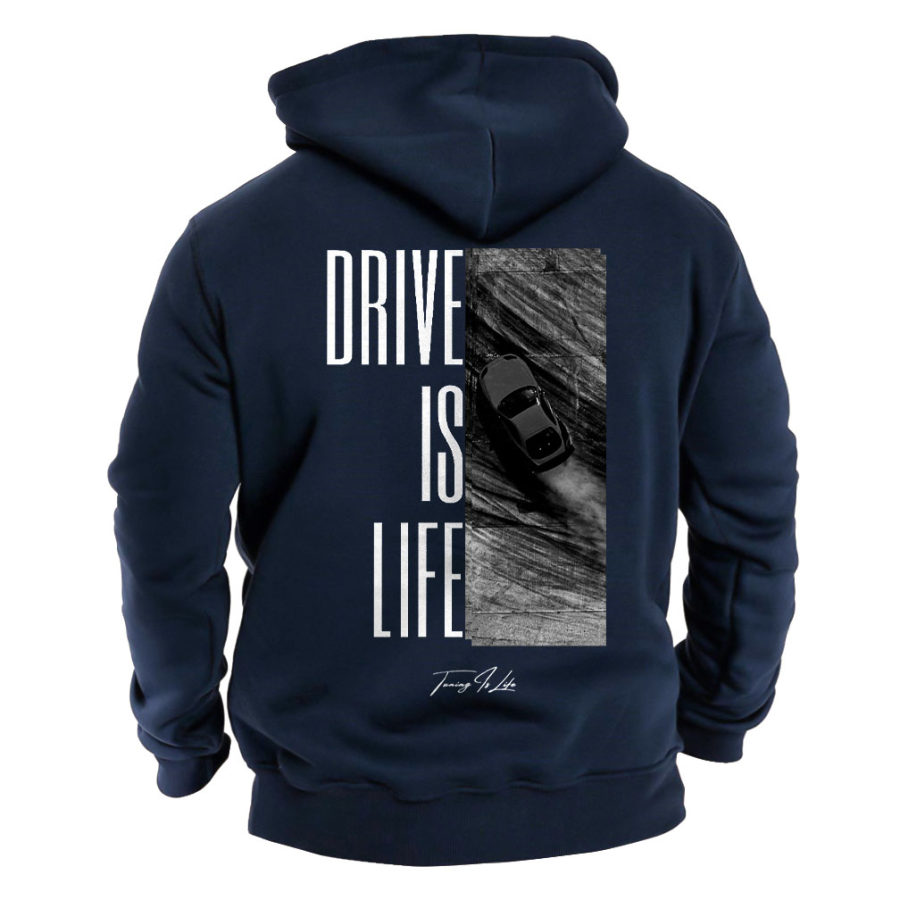 

Herren-Kapuzenpullover „Racing Drive Is Life“-Aufdruck Langärmelig Für Den Täglichen Gebrauch