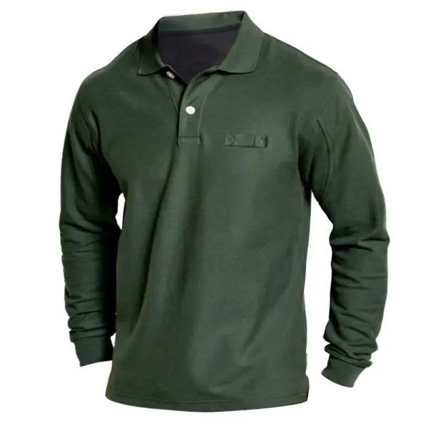 Men's T-Shirt Polo Long Sleeve Vintage Outdoor Daily Tops - Kalesafe.com 