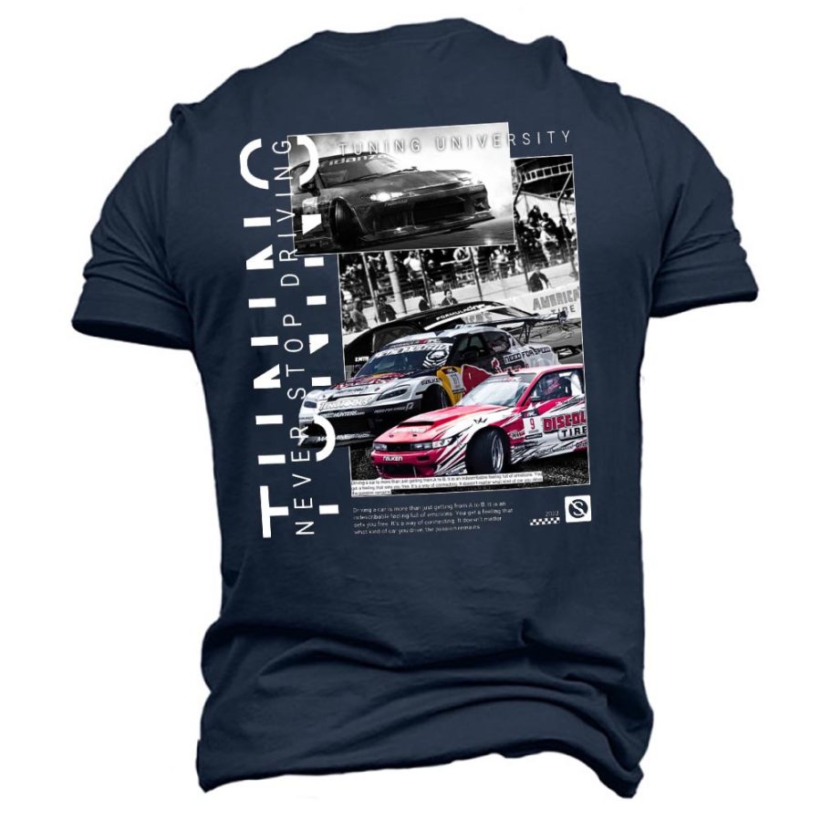 

Men's T-Shirt Racing Print Short Sleeve Vintage Summer Daily Tops
