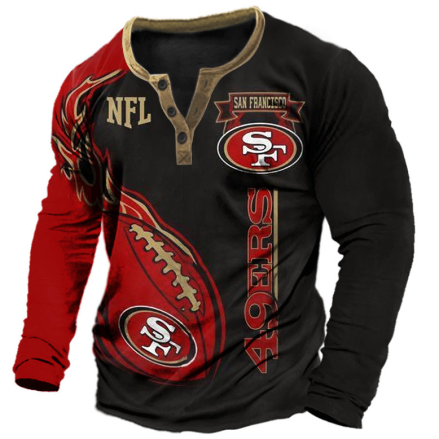 

Bedrucktes NFL Super Bowl Casual Henley Für Herren Der San Francisco 49ers