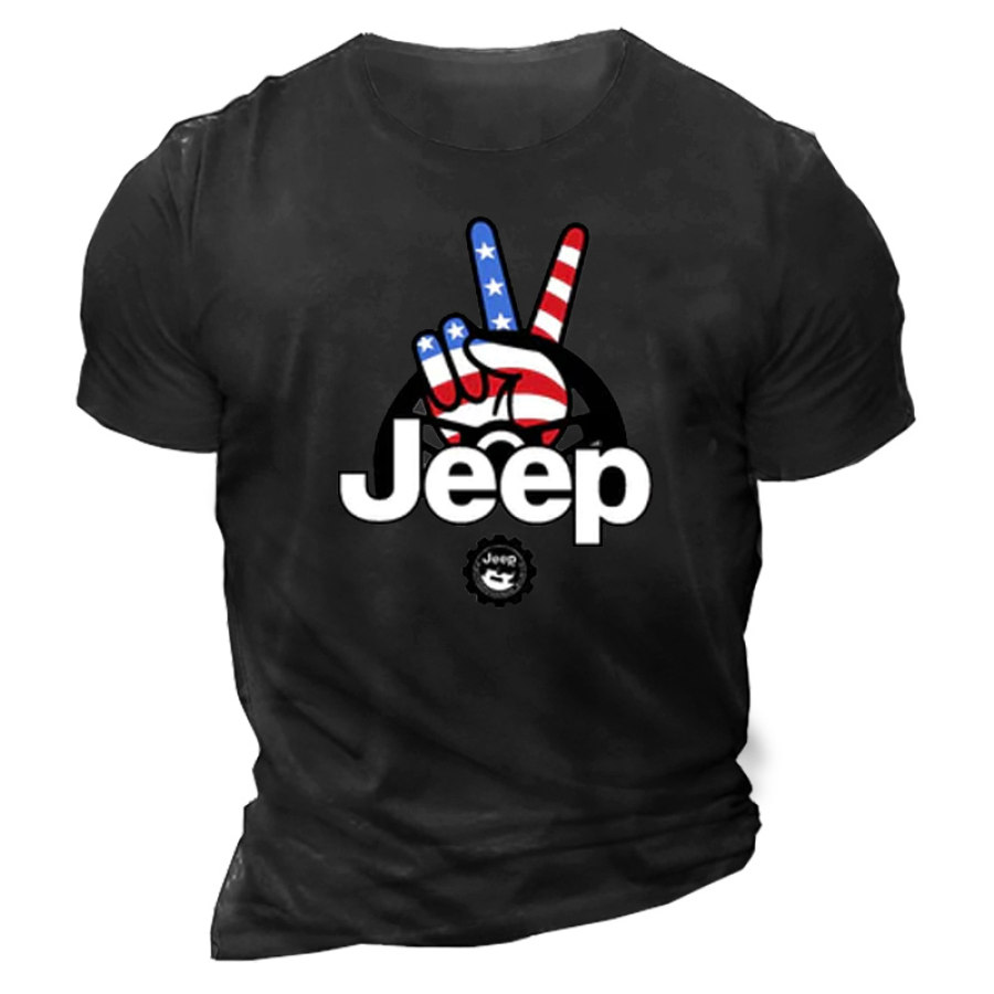 

Camiseta De Manga Corta Informal Con Estampado Jeep Wave USA Para Hombre