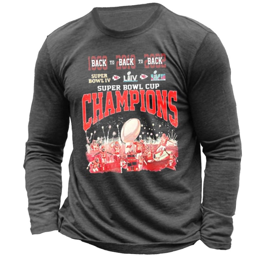 

Langärmliges T-Shirt Mit Aufdruck „Kansas City Chiefs Championship Super Bowl“ Mit Rundhalsausschnitt Für Herren