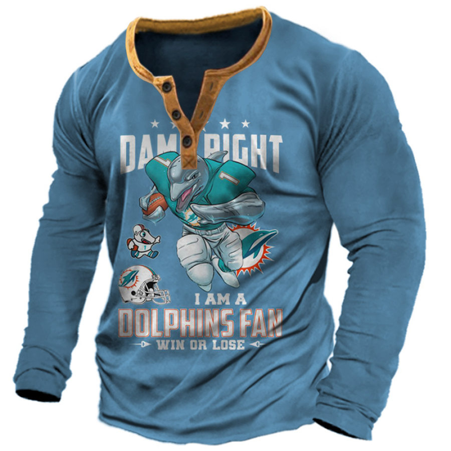 

Camiseta Henley Informal Del Super Bowl Con Estampado De Los Miami Dolphins Para Hombre